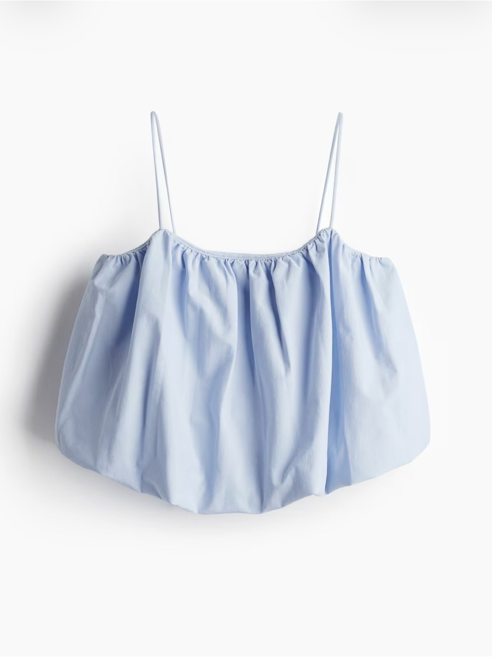 Light Blue Spaghetti Strap Bubble Hem Top